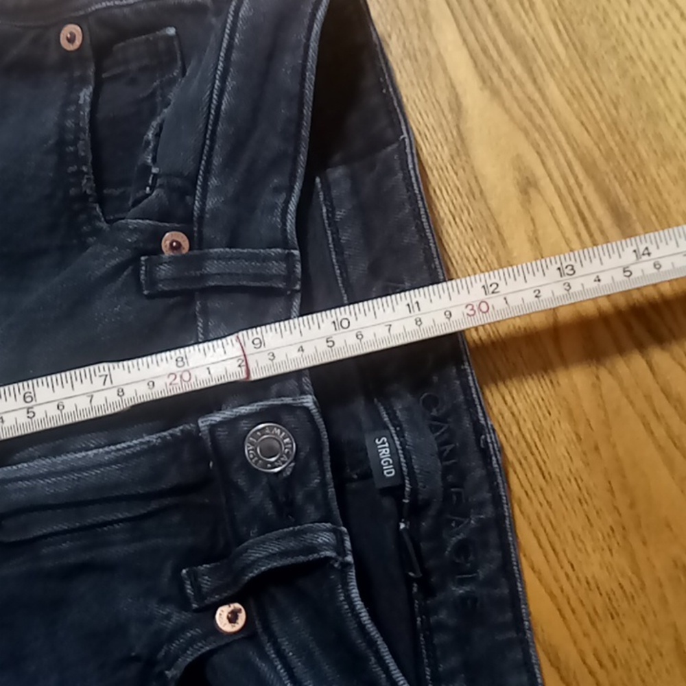 AMERICAN EAGLE Jeans 0 SHORT Womens MOM Denim FADED BLACK Preowned Distressed - Picture 5 of 9